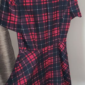 Plaid  fit and flare dress. M.